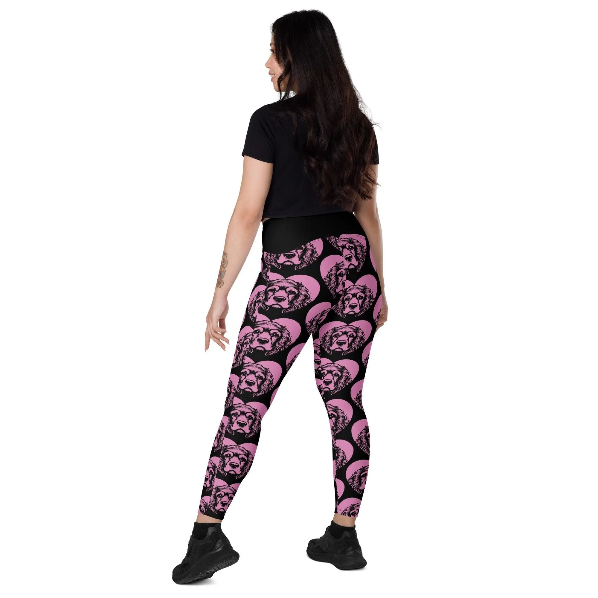 DOG BREED LEGGINGS with pockets - COCKER SPANIEL - HERTTAHOUND - pink