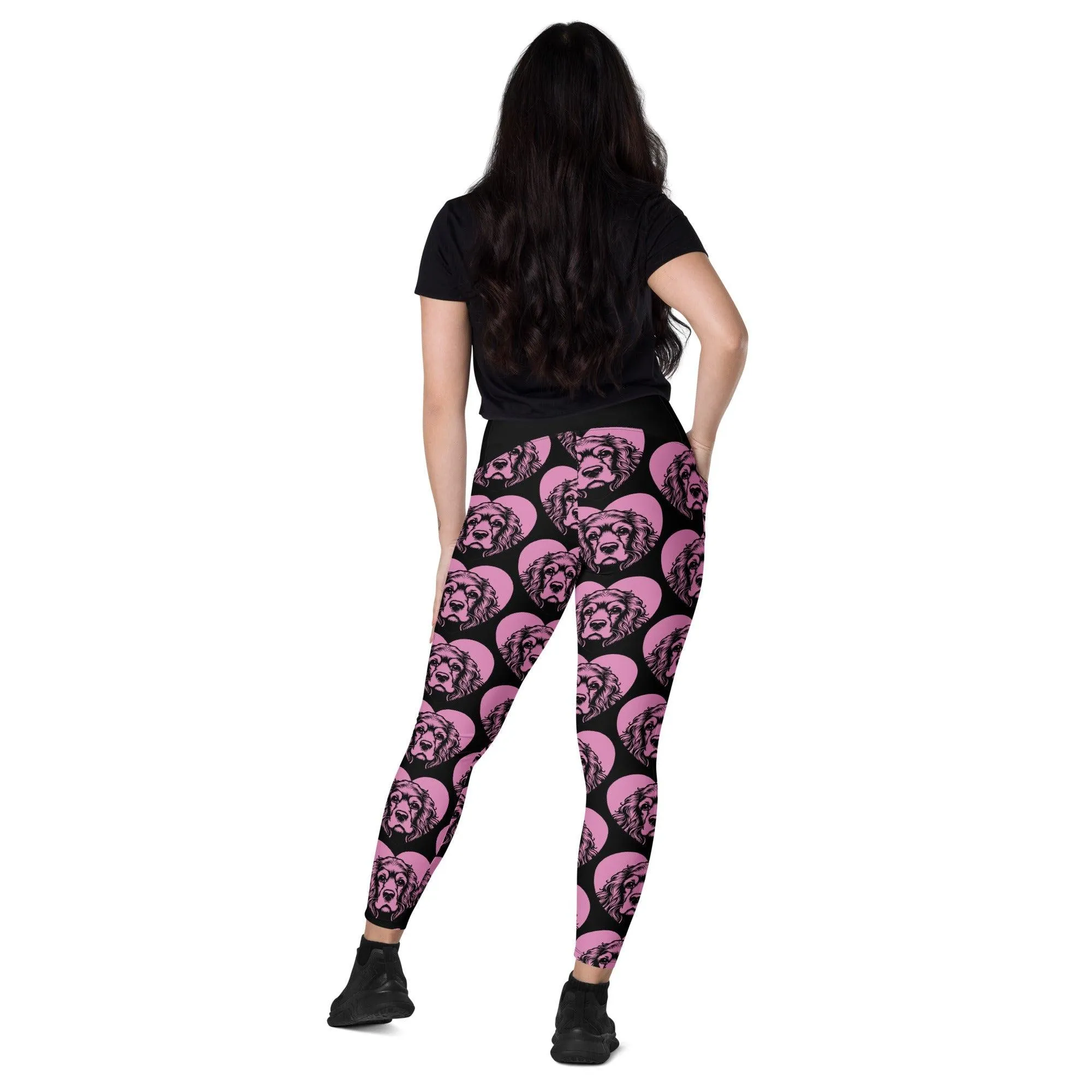 DOG BREED LEGGINGS with pockets - COCKER SPANIEL - HERTTAHOUND - pink