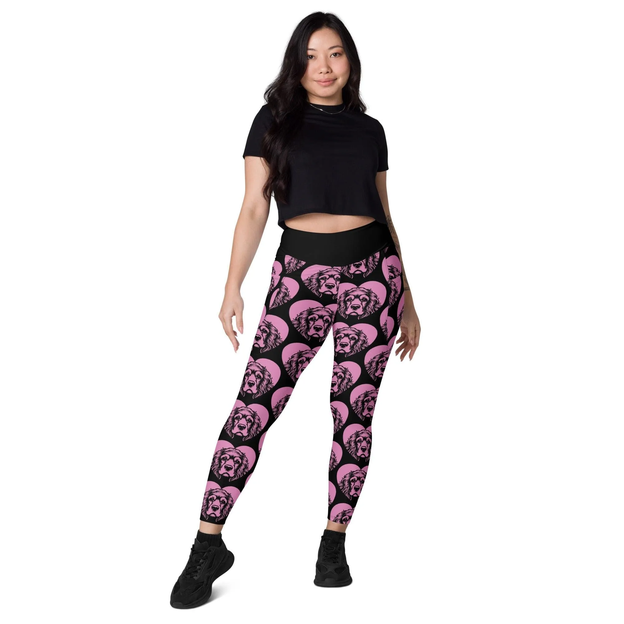 DOG BREED LEGGINGS with pockets - COCKER SPANIEL - HERTTAHOUND - pink