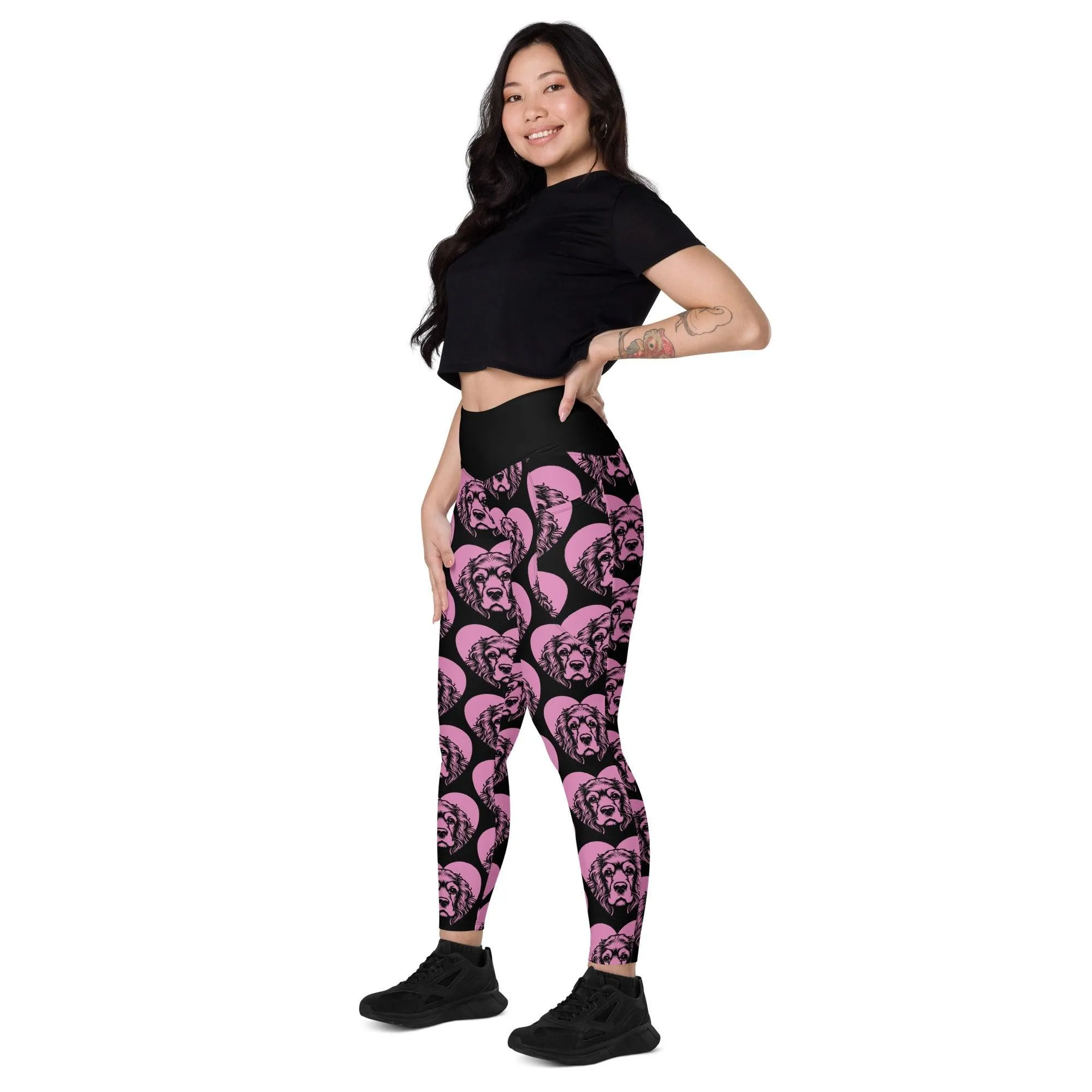 DOG BREED LEGGINGS with pockets - COCKER SPANIEL - HERTTAHOUND - pink