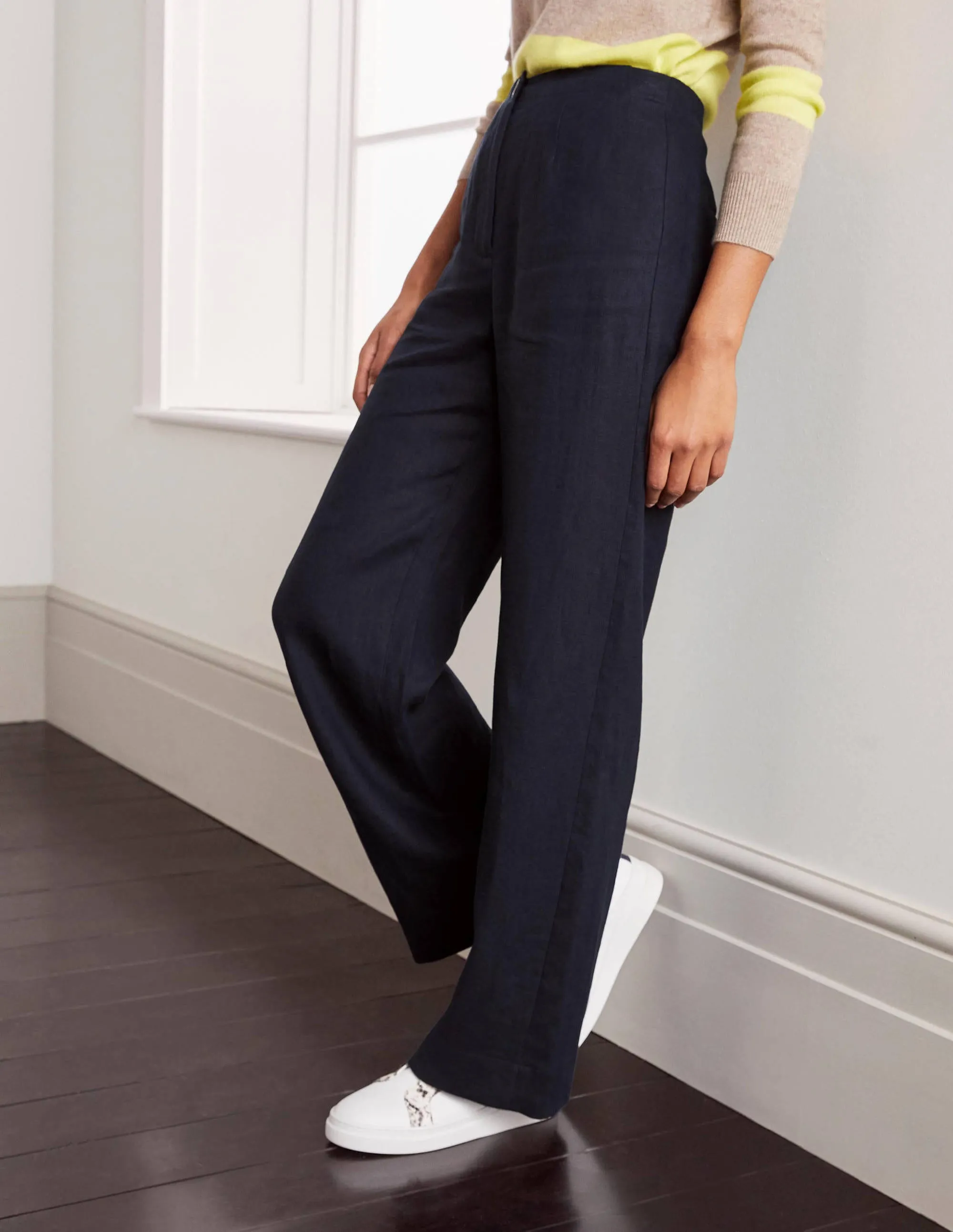 Eldon Linen Trousers-Navy