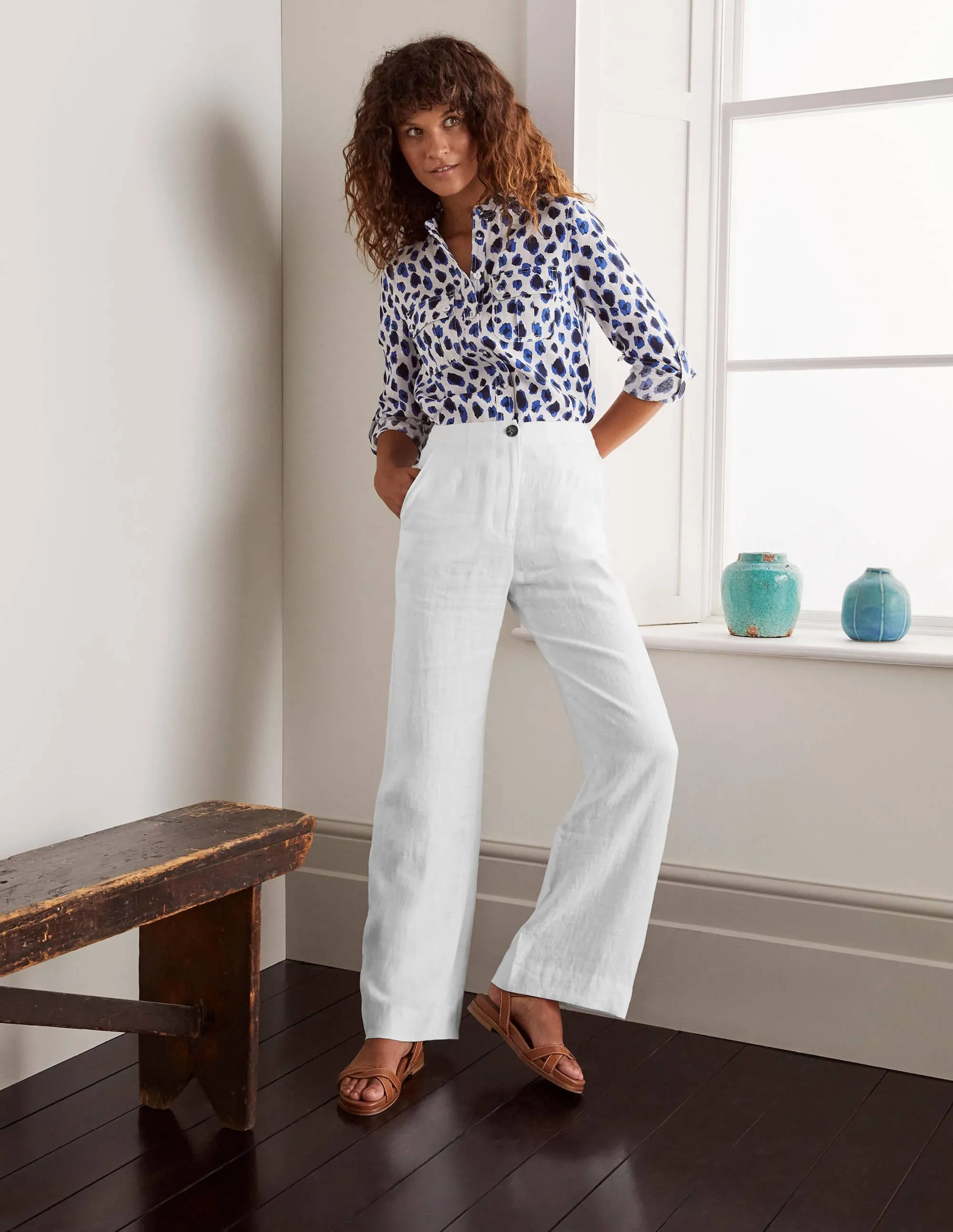 Eldon Linen Trousers-White