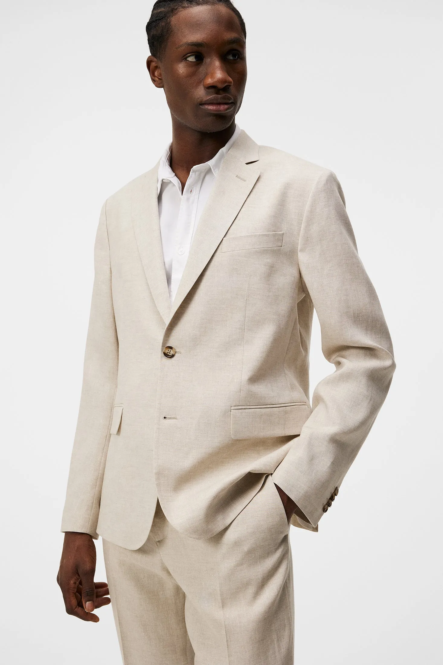 Elton U Super Linen Blazer / Moonbeam