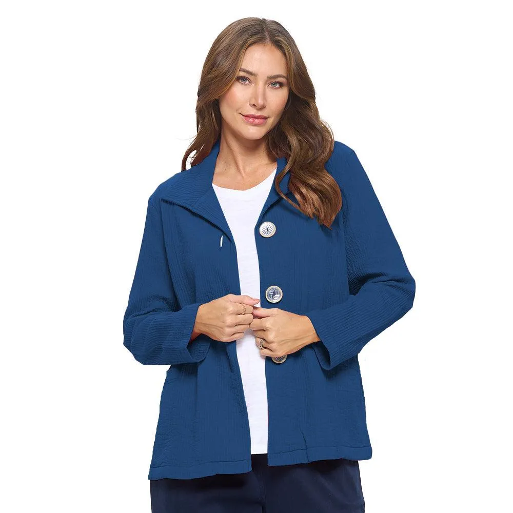 Focus Fashion Cotton Cord Jacket in Slate Blue - ST-408-SLT