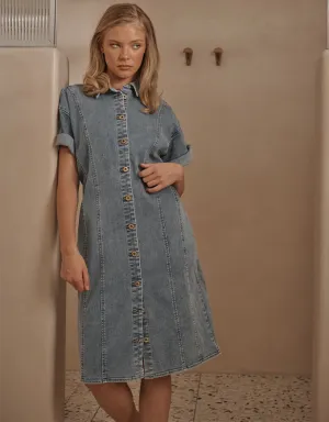 Grace Denim Dress 70's Blue