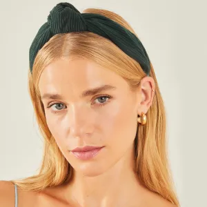 Green Corduroy Knot Headband