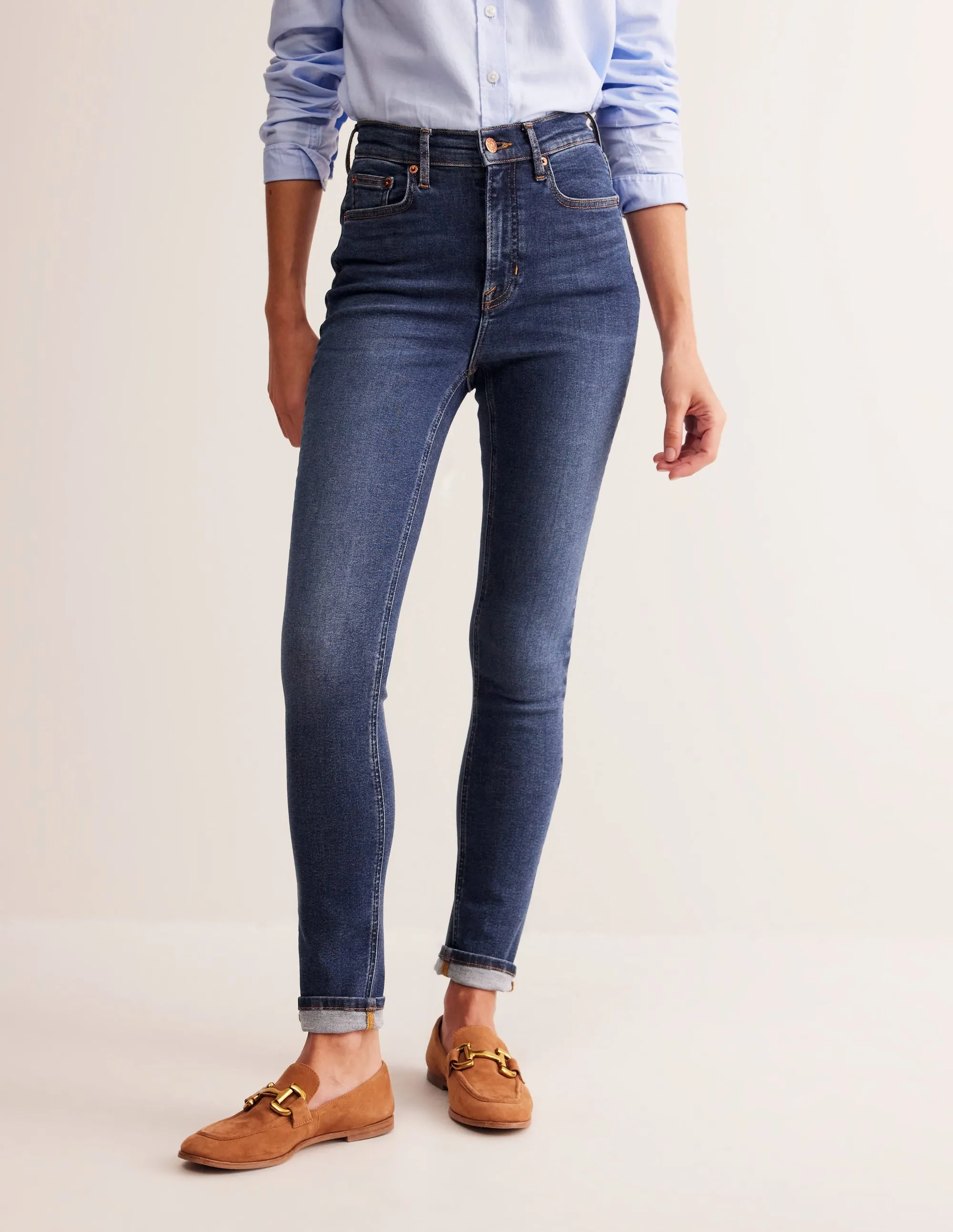 High Rise Skinny Jeans-Mid Wash