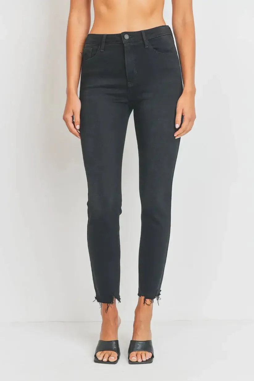 HIGH RISE SLIM STRAIGHT DENIM JEANS