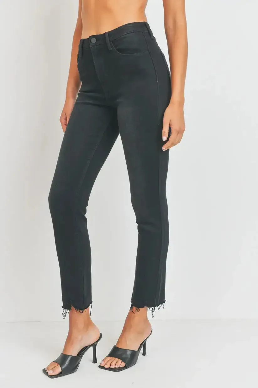 HIGH RISE SLIM STRAIGHT DENIM JEANS