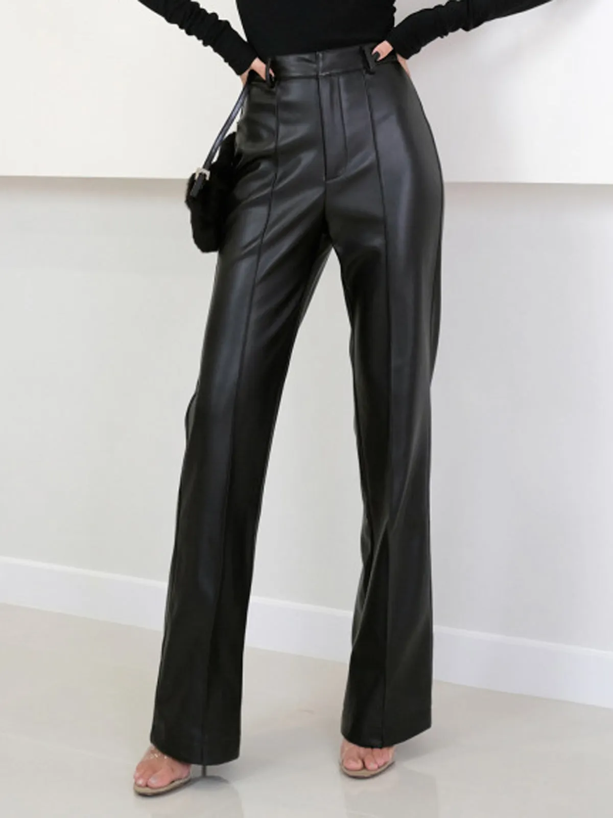 High Waist Graceful Faux Leather Pants