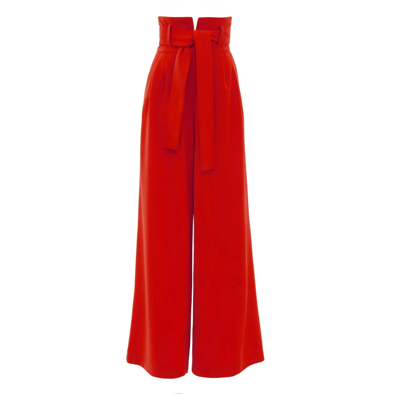 High Waist Long Wide Leg Trousers Red