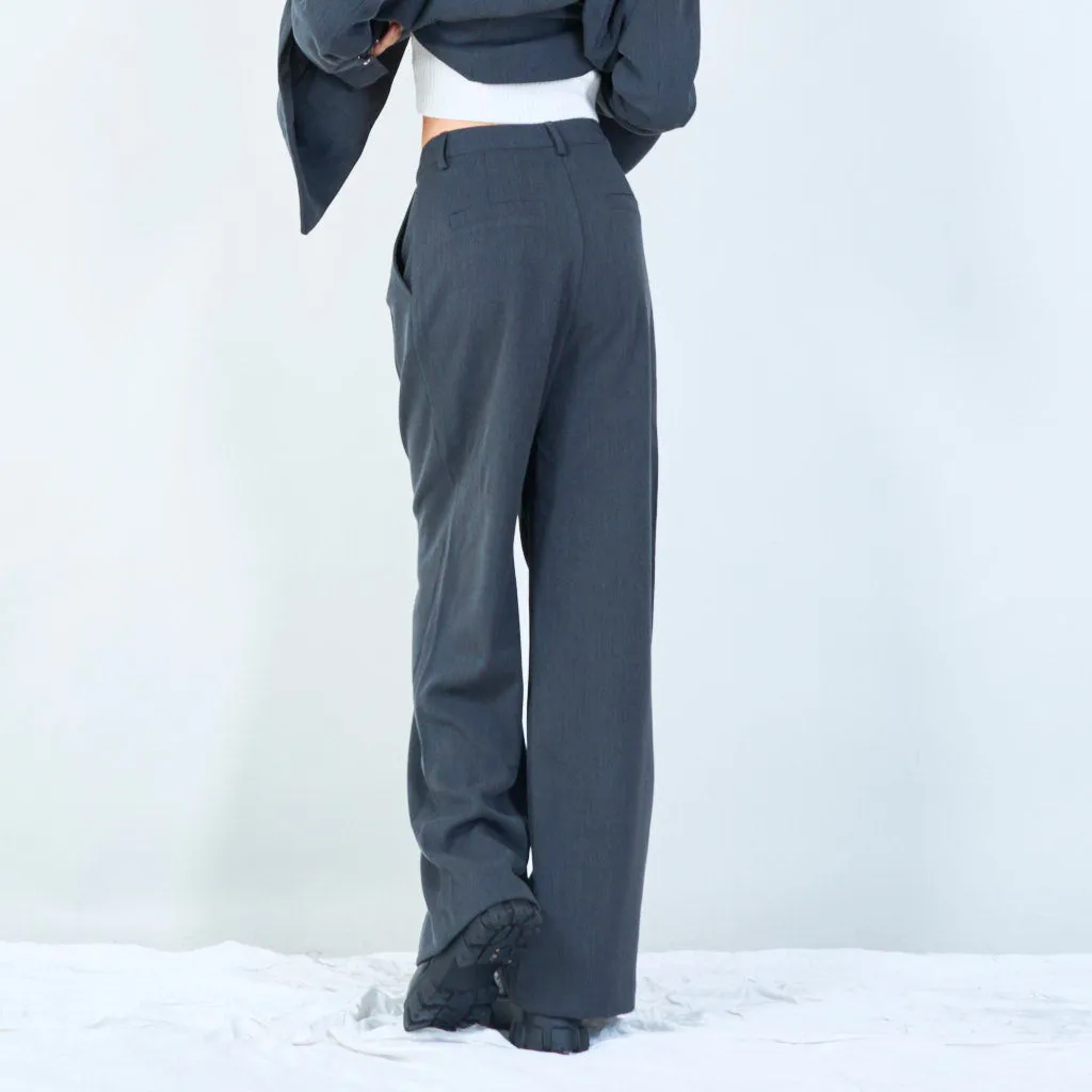 High-waist pleated trousers with decorative button wholesale