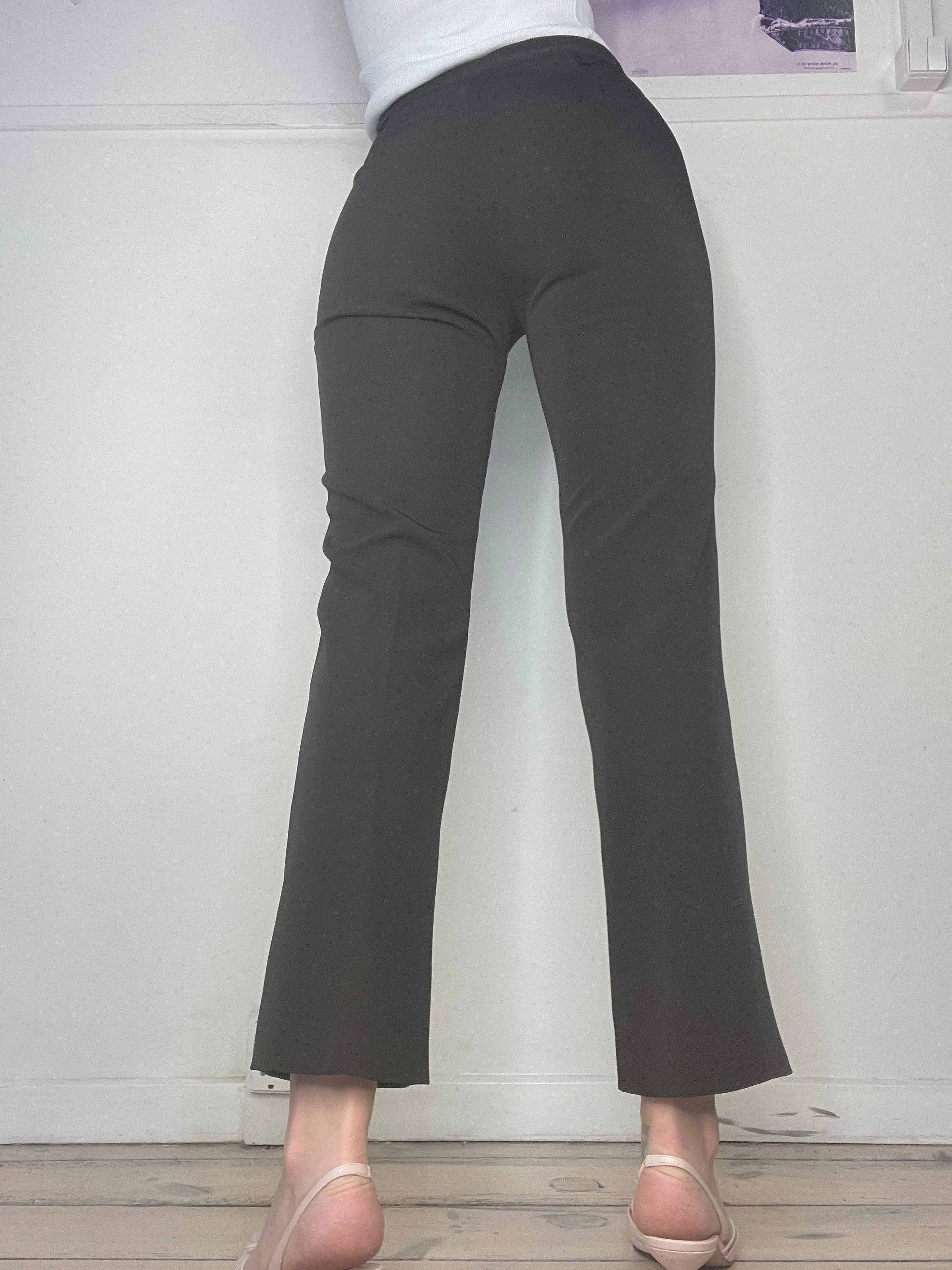 high waisted perfect fit habit pants in dark brown