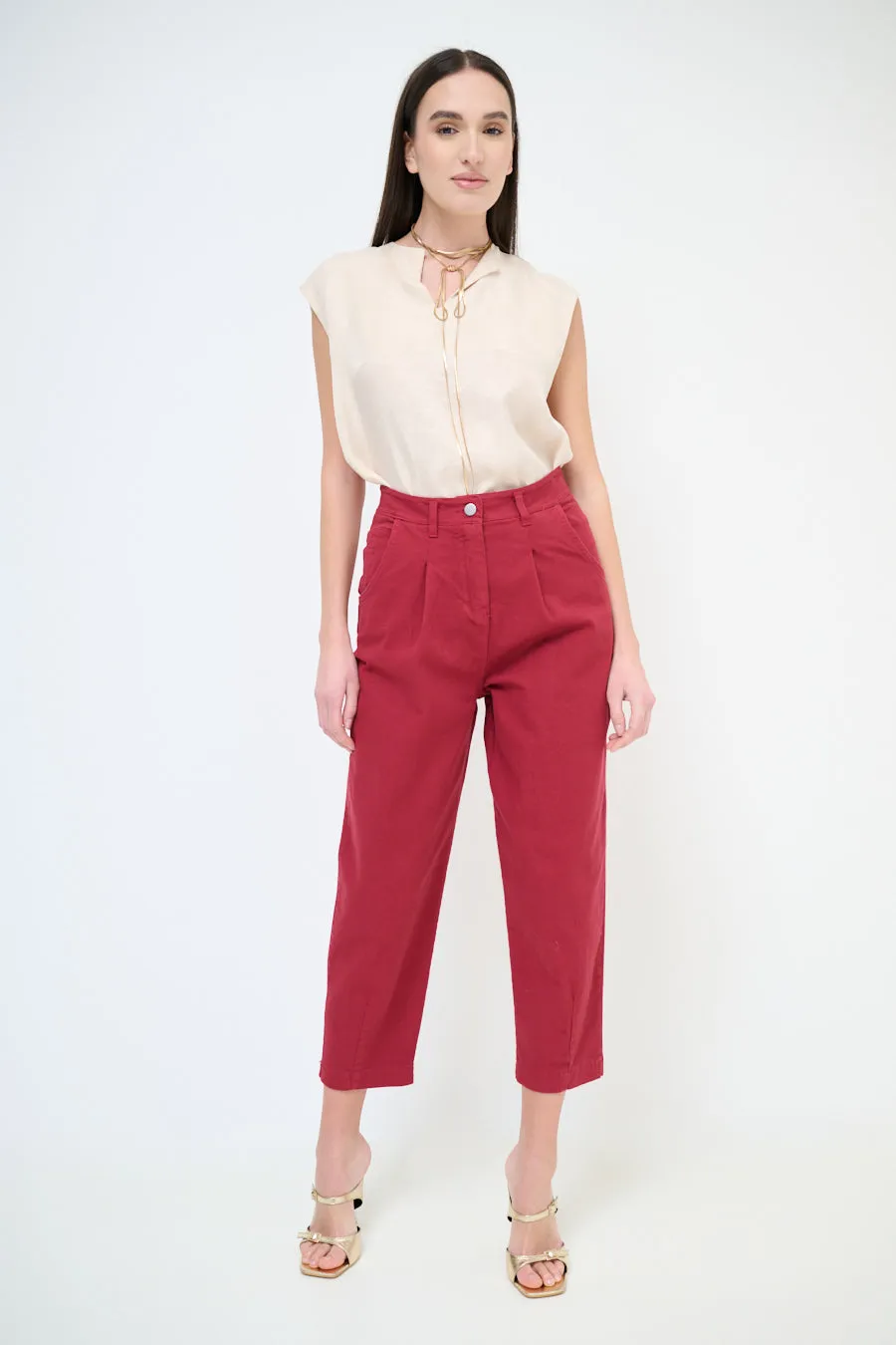 High-waisted tapered ankle trousers wholesale