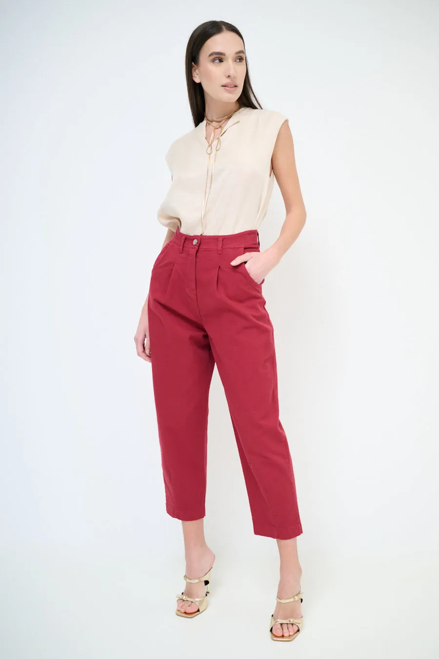 High-waisted tapered ankle trousers wholesale