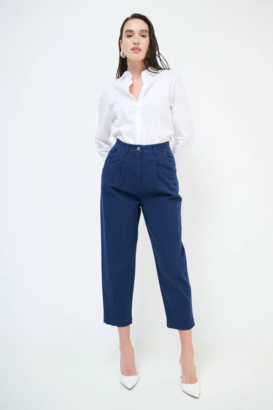 High-waisted tapered ankle trousers wholesale