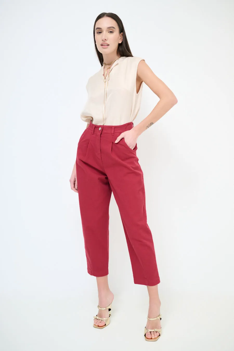 High-waisted tapered ankle trousers wholesale