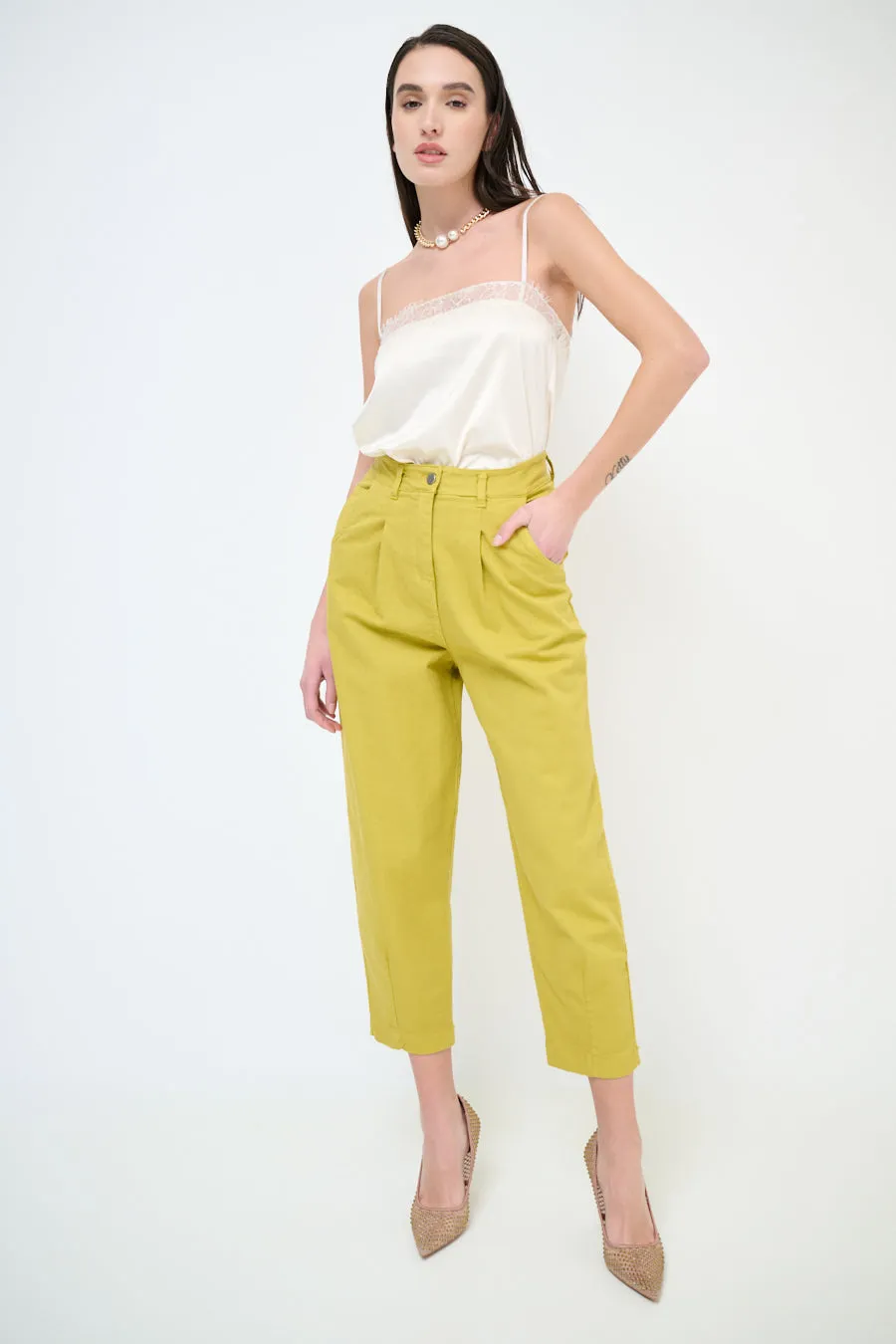 High-waisted tapered ankle trousers wholesale