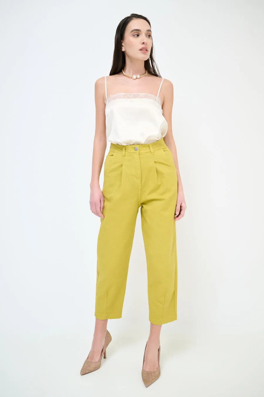 High-waisted tapered ankle trousers wholesale