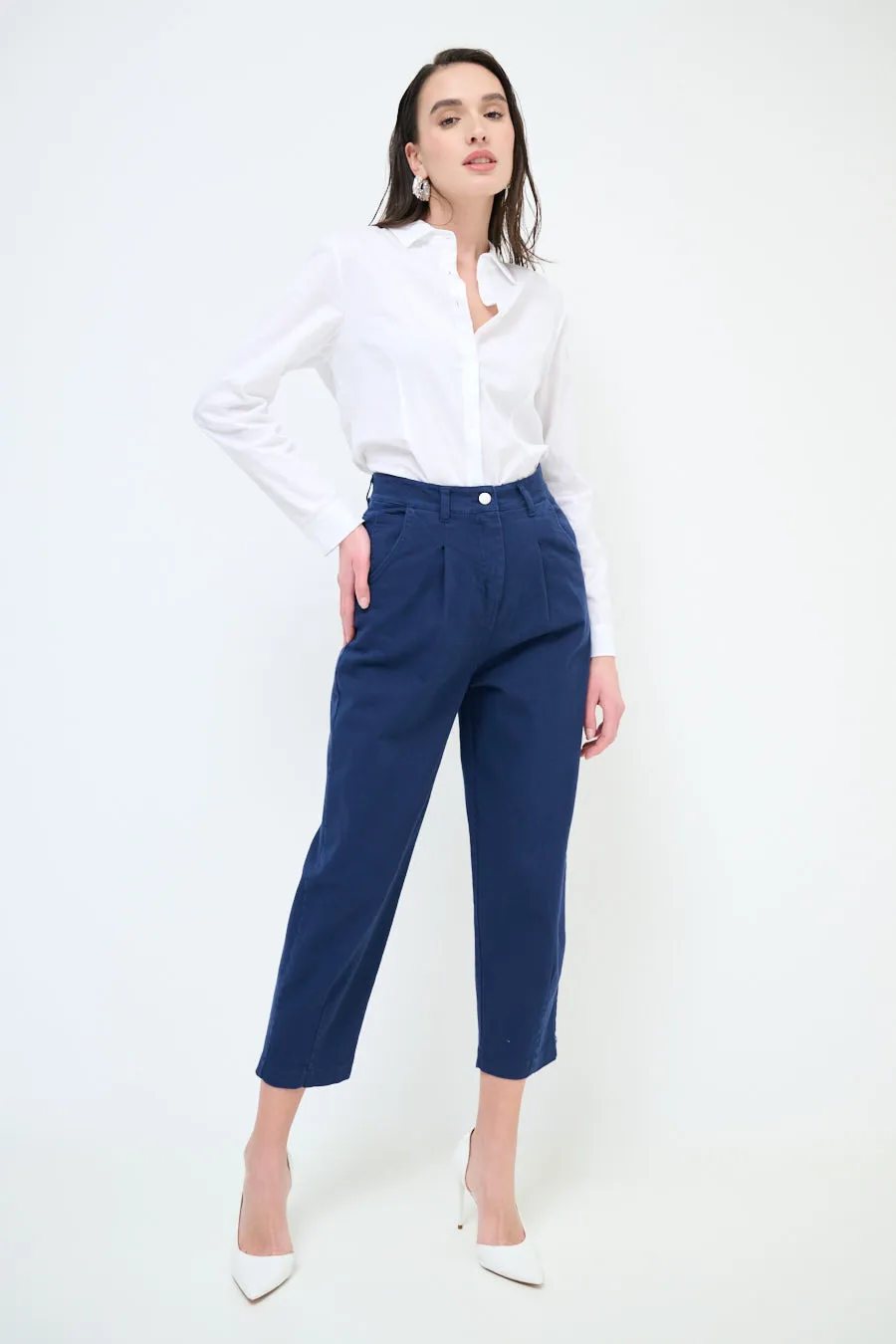 High-waisted tapered ankle trousers wholesale