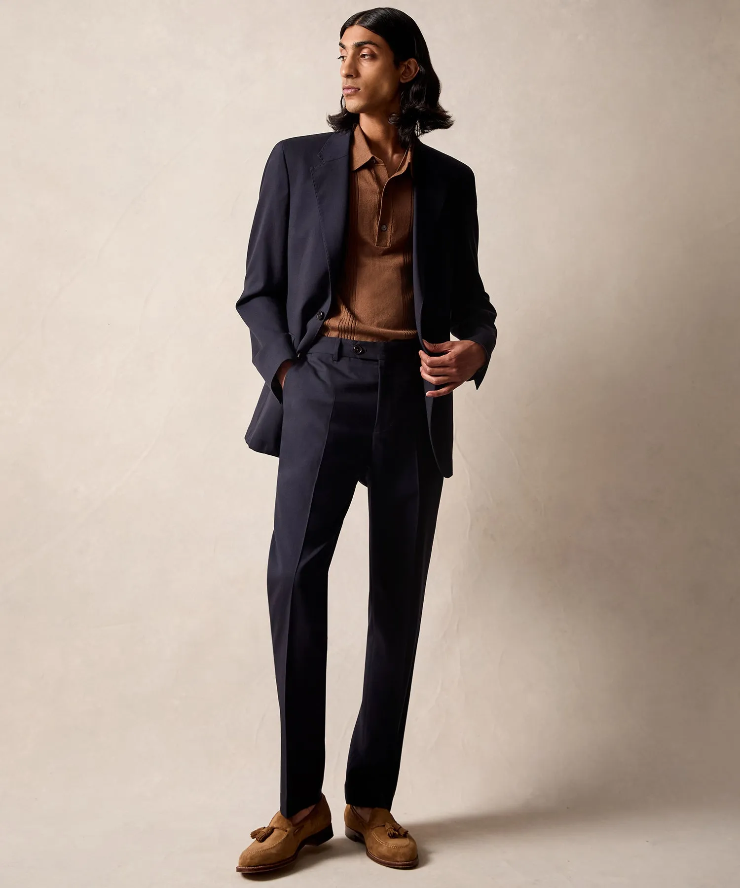 Italian Gabardine Sutton Jacket in Navy