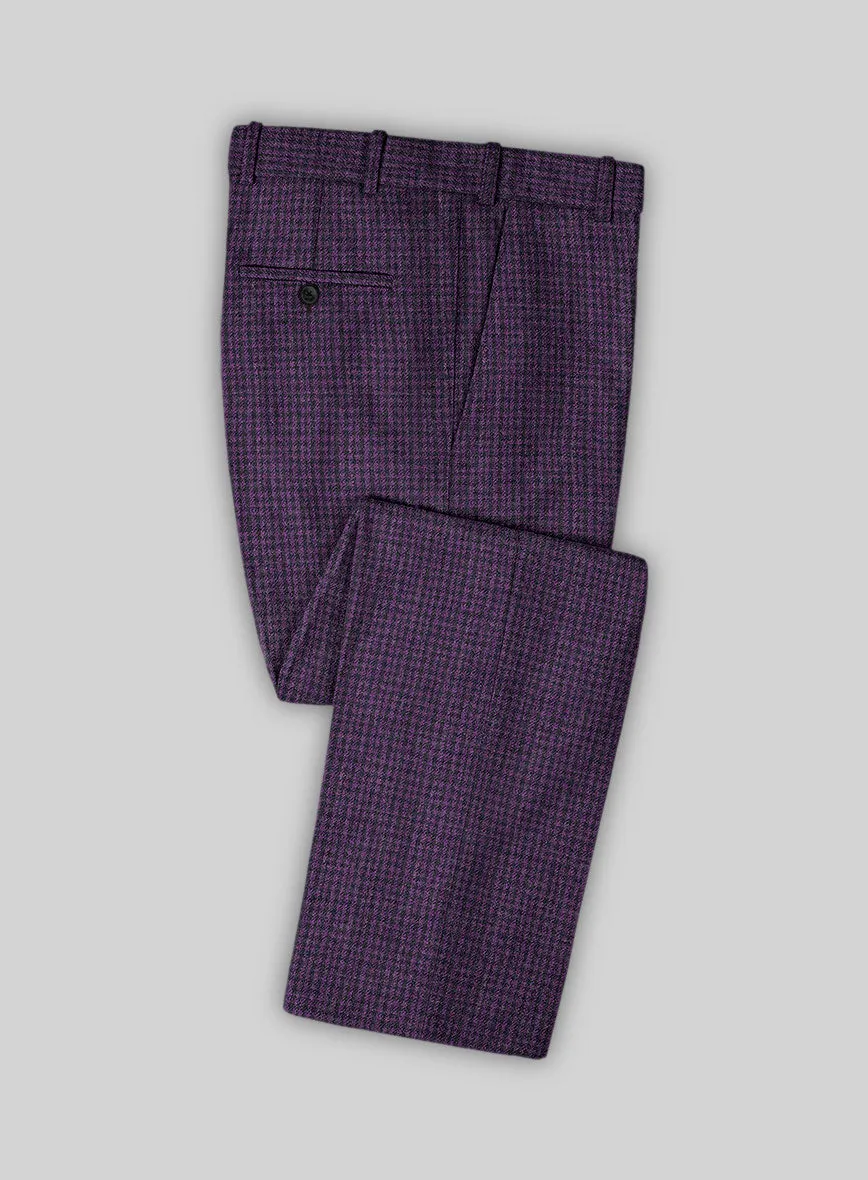 Italian Purple Houndstooth Tweed Suit