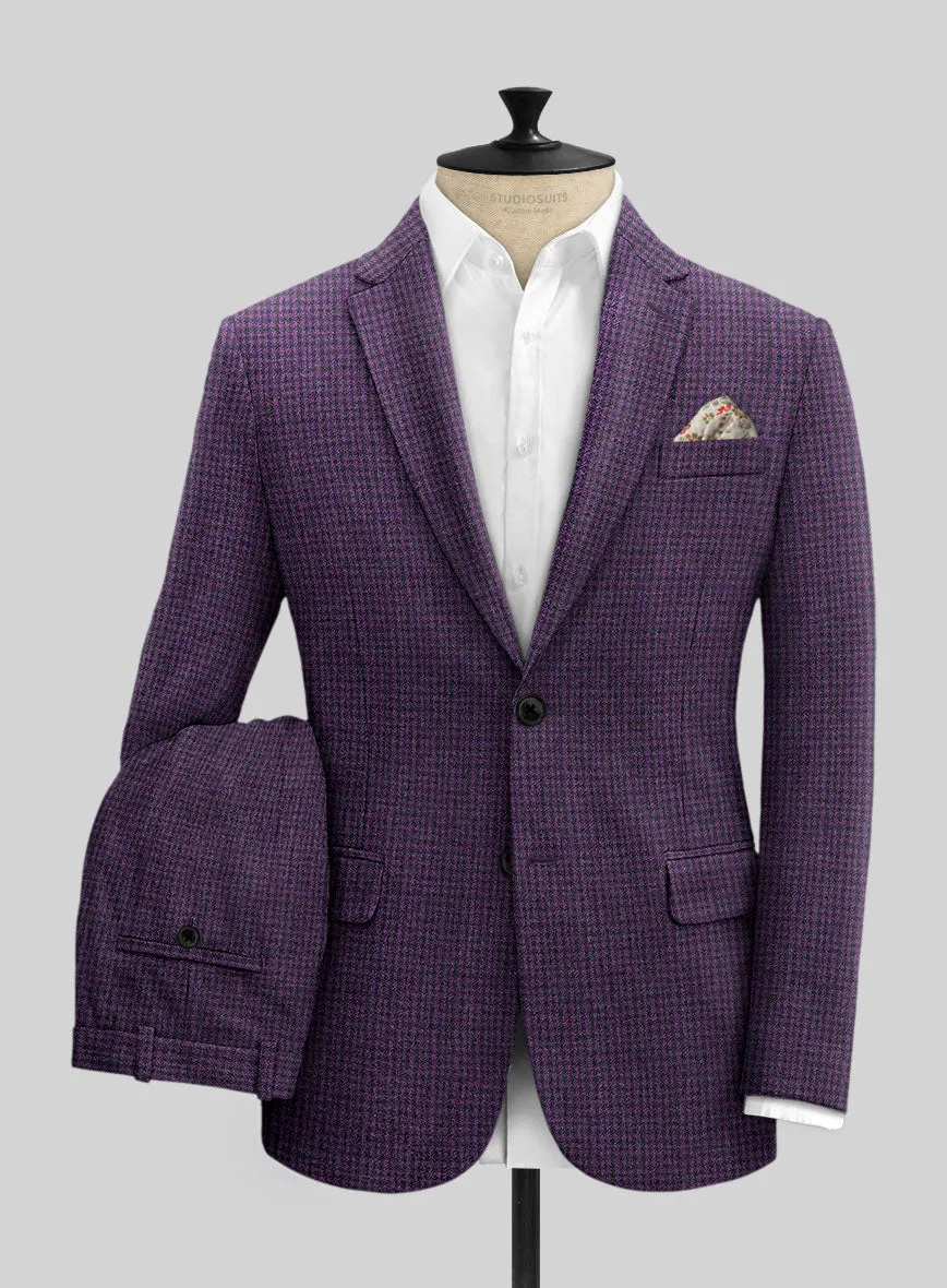 Italian Purple Houndstooth Tweed Suit