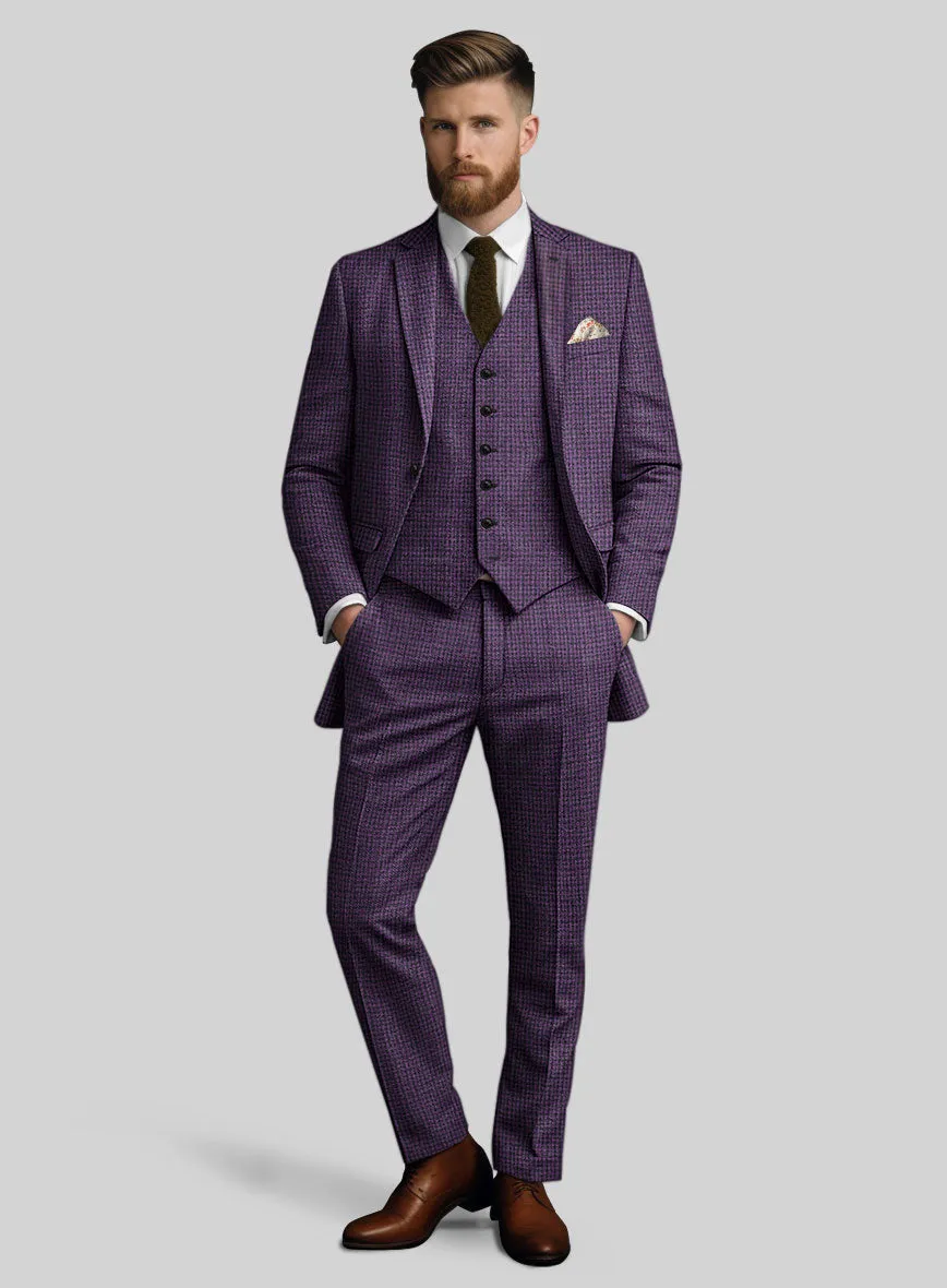 Italian Purple Houndstooth Tweed Suit