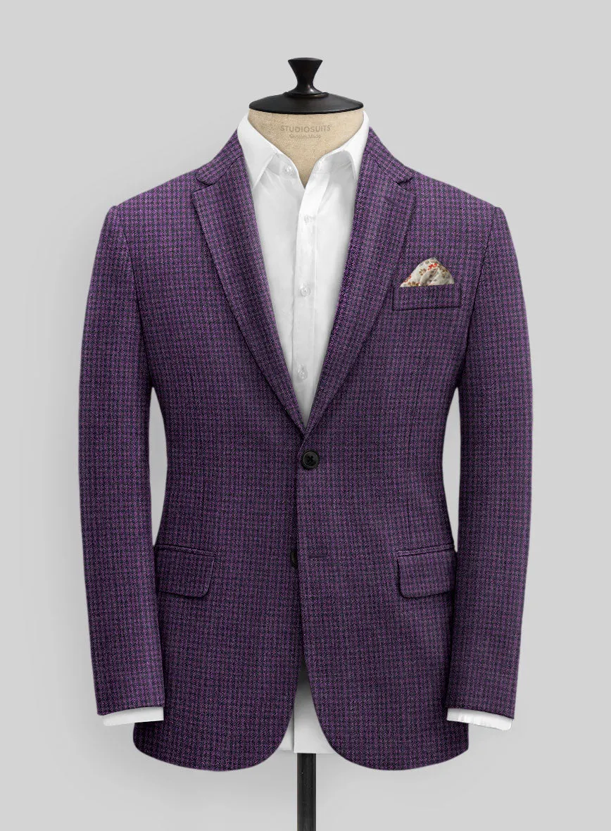 Italian Purple Houndstooth Tweed Suit