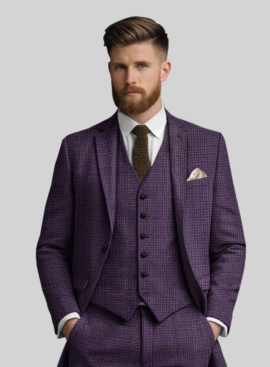 Italian Purple Houndstooth Tweed Suit