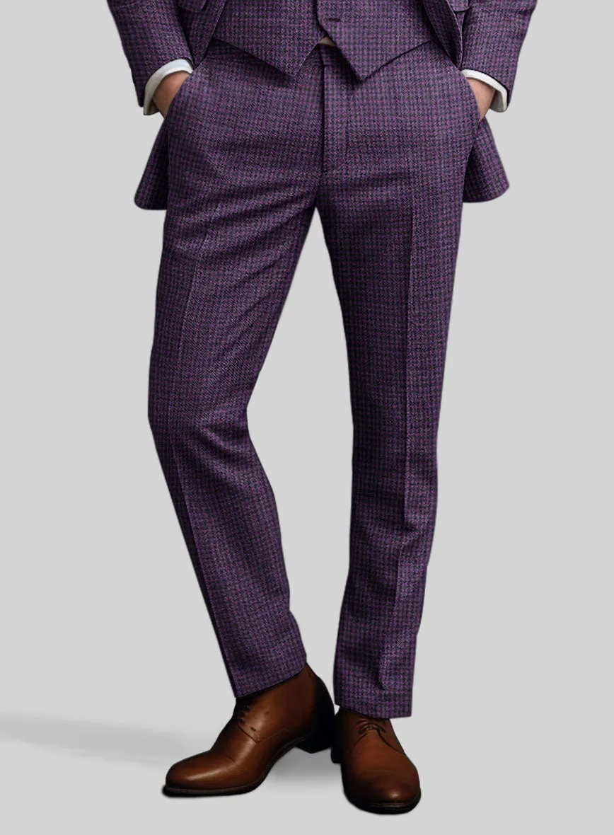 Italian Purple Houndstooth Tweed Suit