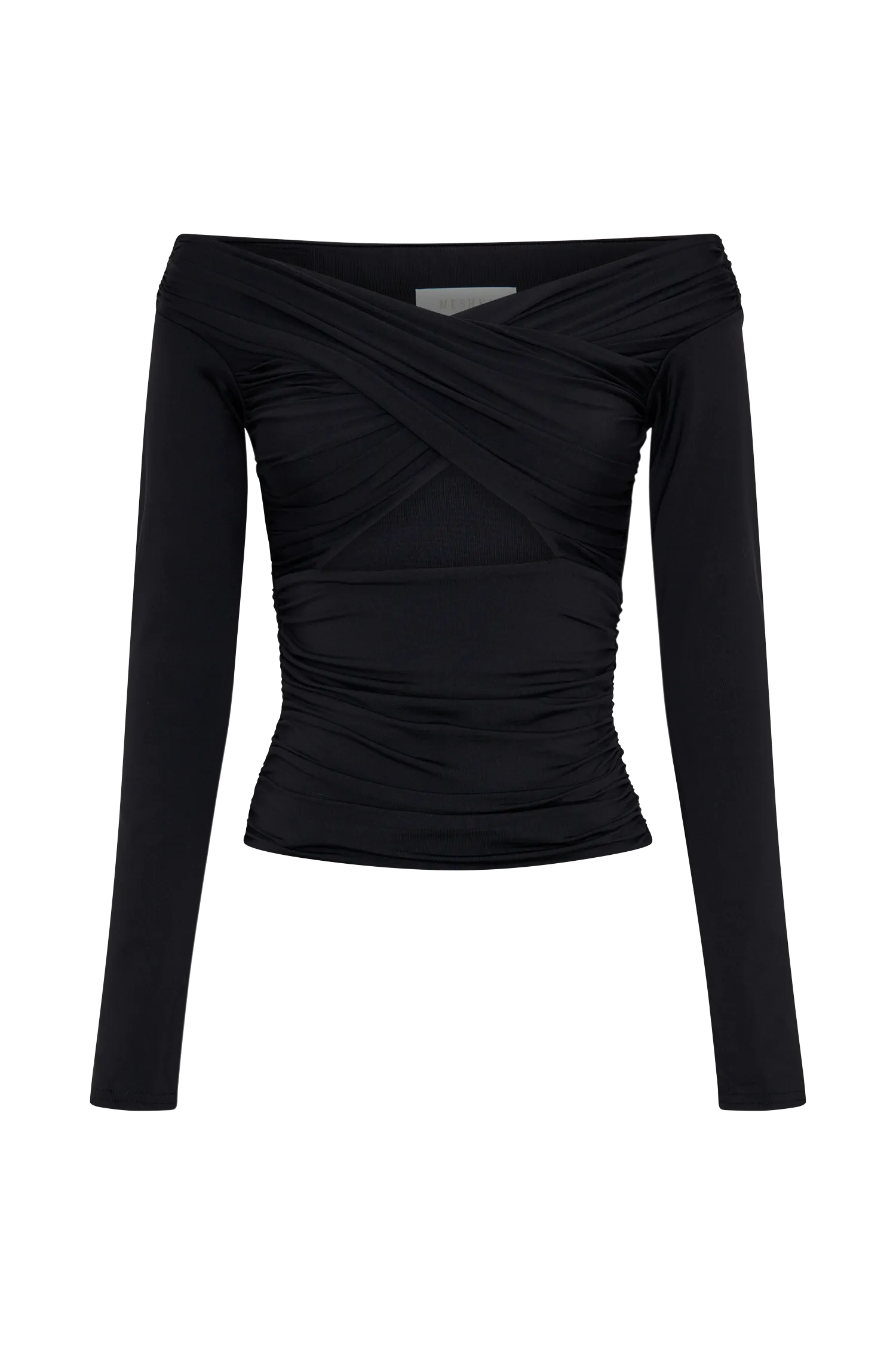 Jaden Off Shoulder Recycled Nylon Top - Black