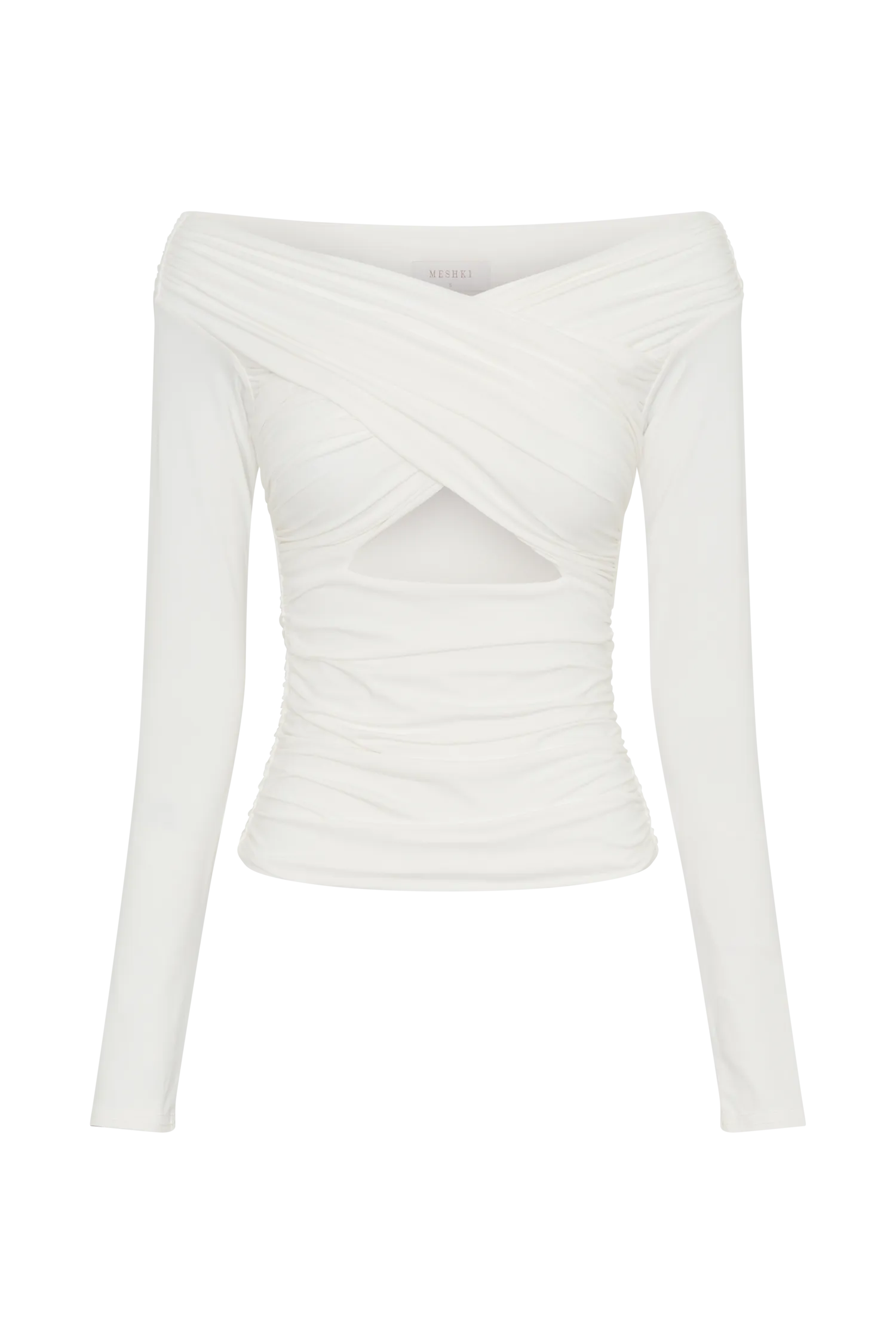 Jaden Off Shoulder Recycled Nylon Top - Ivory