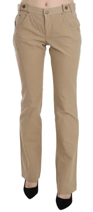 Just Cavalli Beige Mid Waist Straight Leg Pants