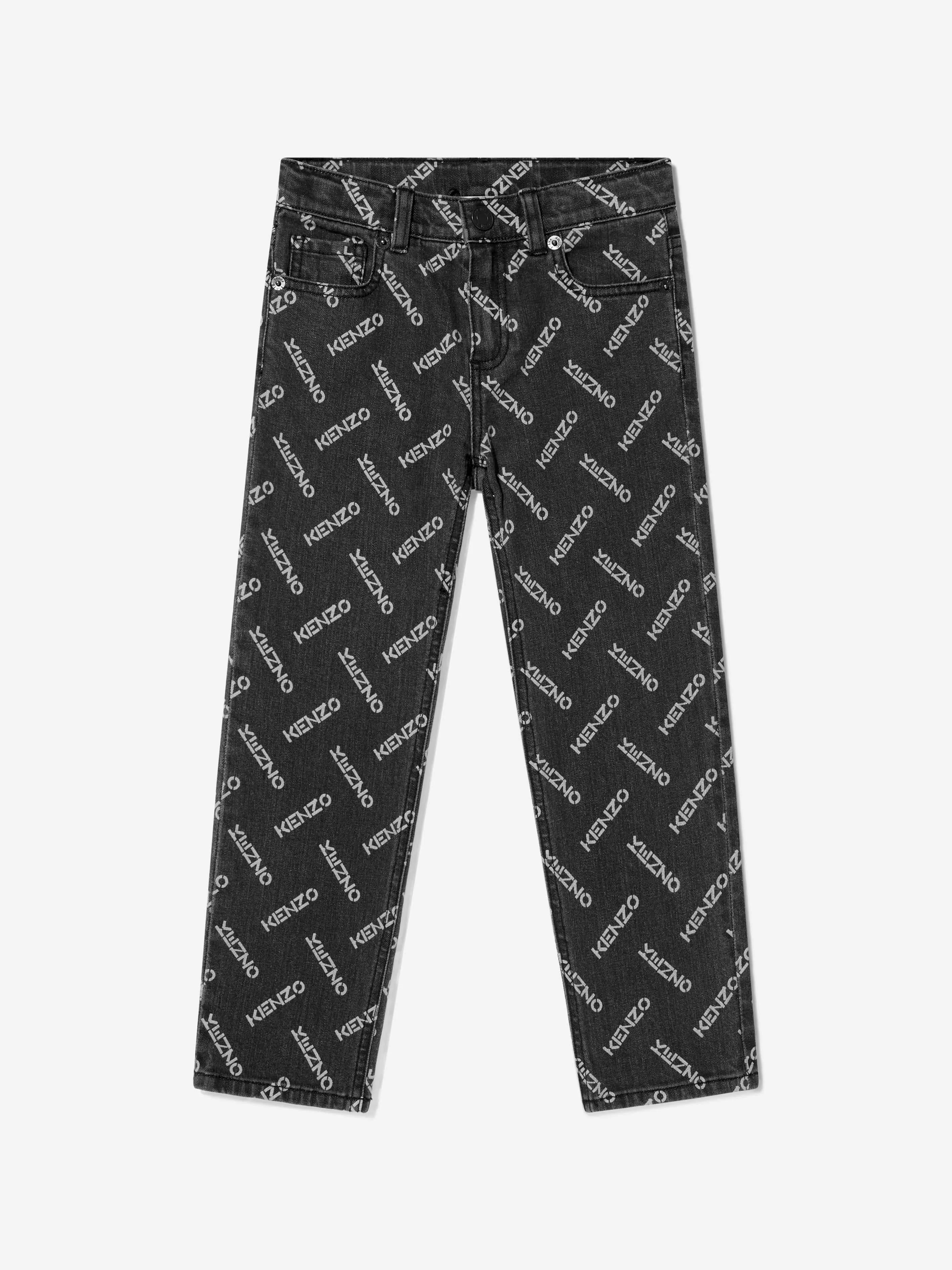 KENZO Boys Slim Fit Logo Print Jeans