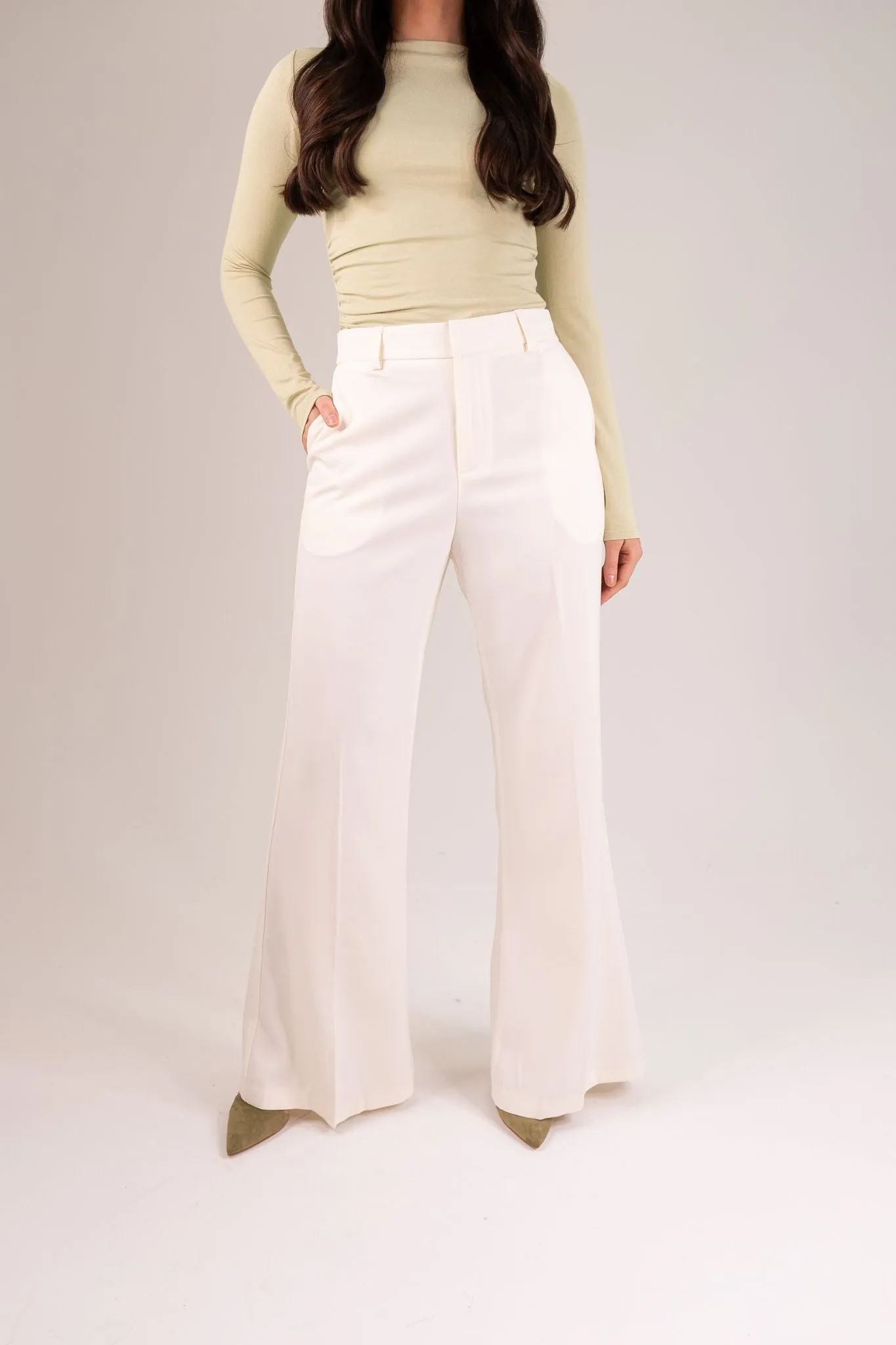 Kiera Flared Trousers In White