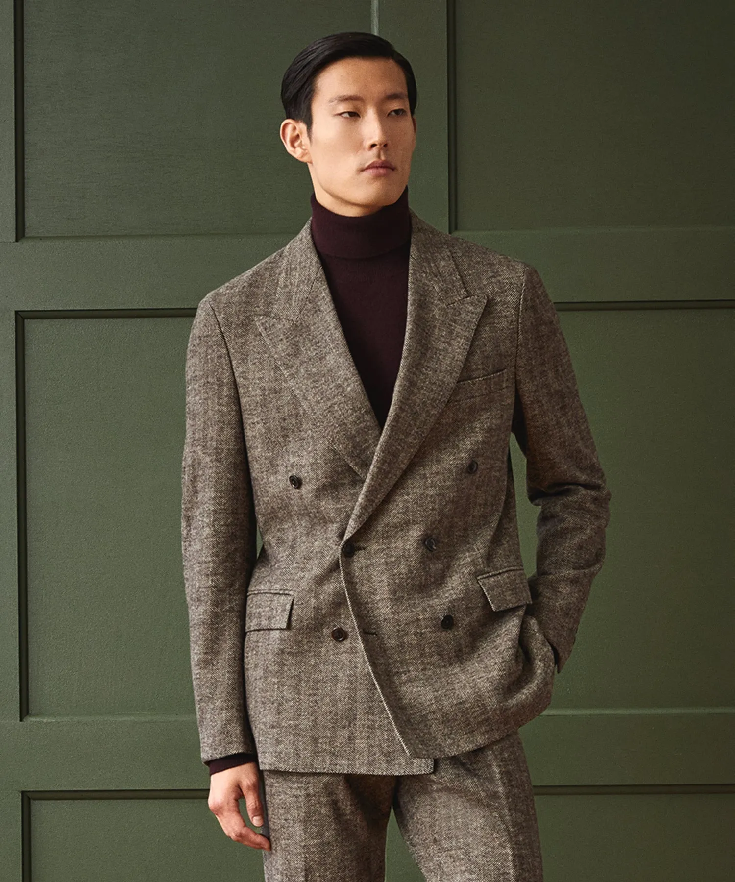 Knit Double-Breasted Herringbone Sutton Jacket