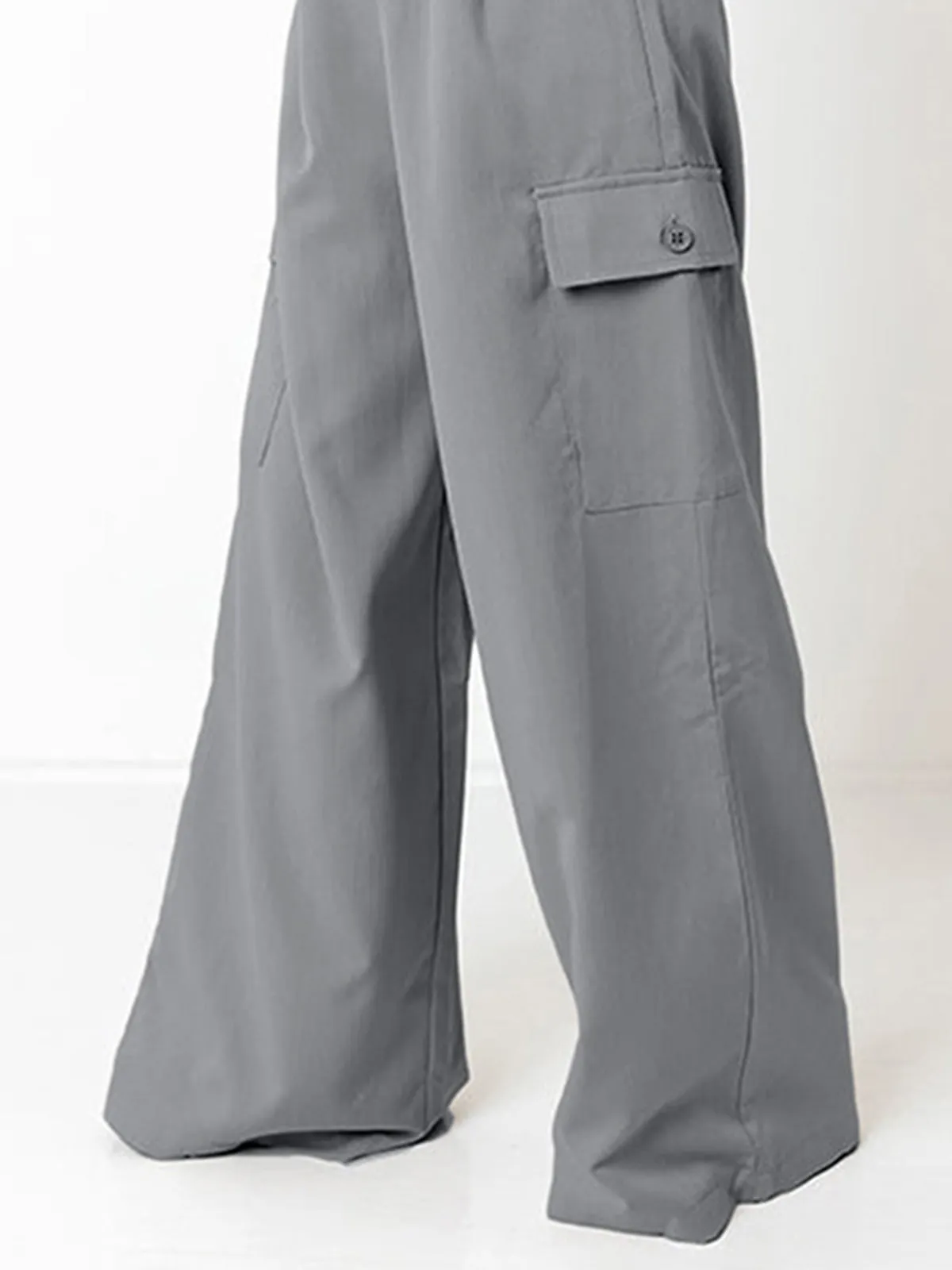 Large Pocket Graceful Wide Leg Pants