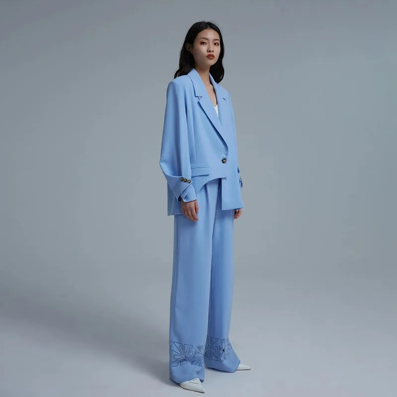 LEDIM W blue suit draped wide leg pants - Arc