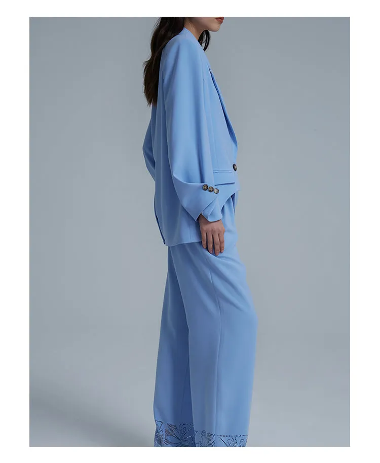 LEDIM W blue suit draped wide leg pants - Arc