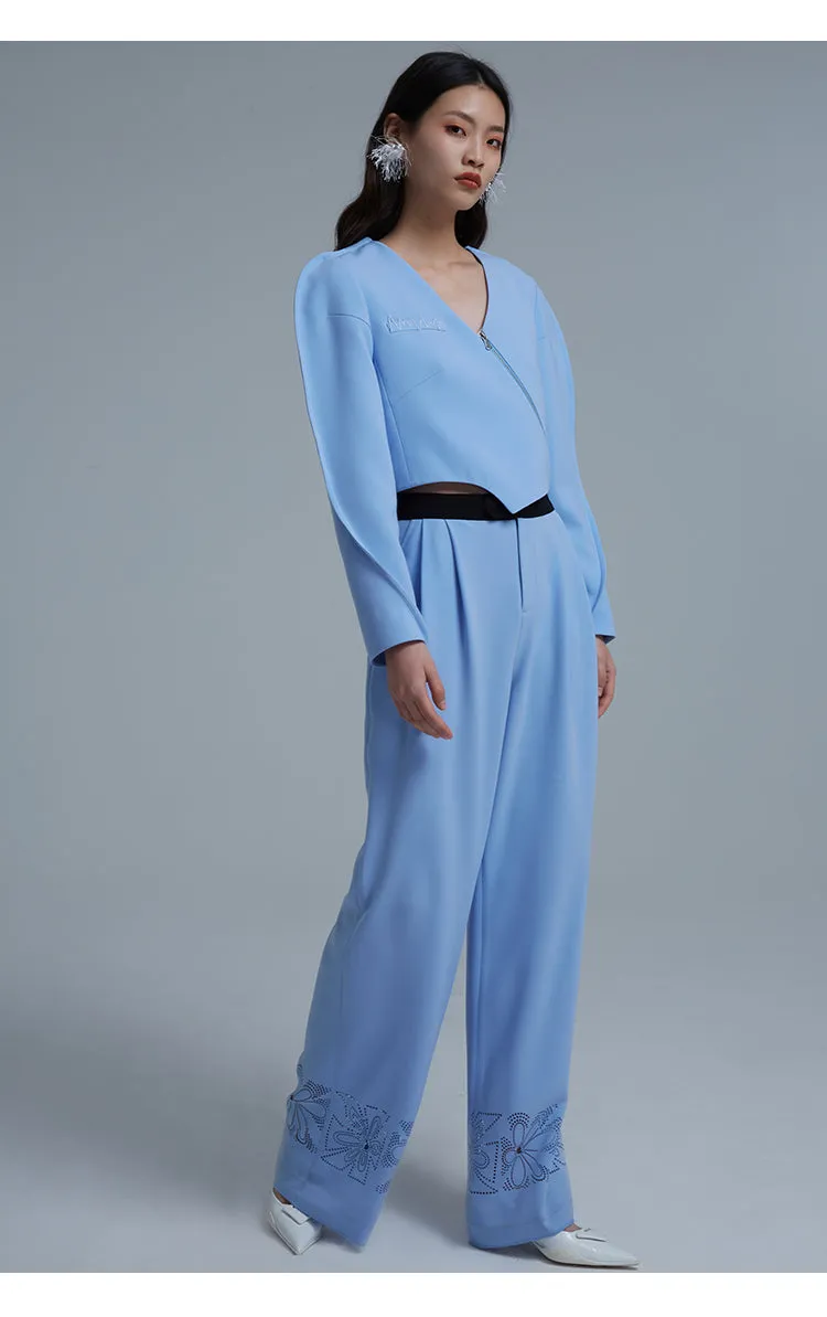 LEDIM W blue suit draped wide leg pants - Arc