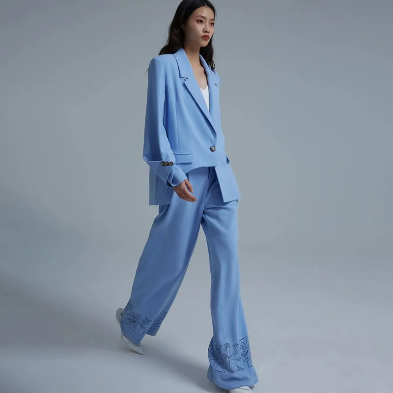 LEDIM W blue suit draped wide leg pants - Arc