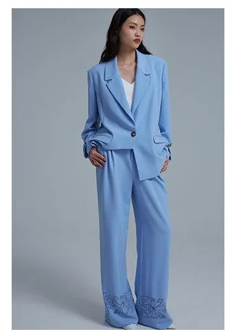 LEDIM W blue suit draped wide leg pants - Arc