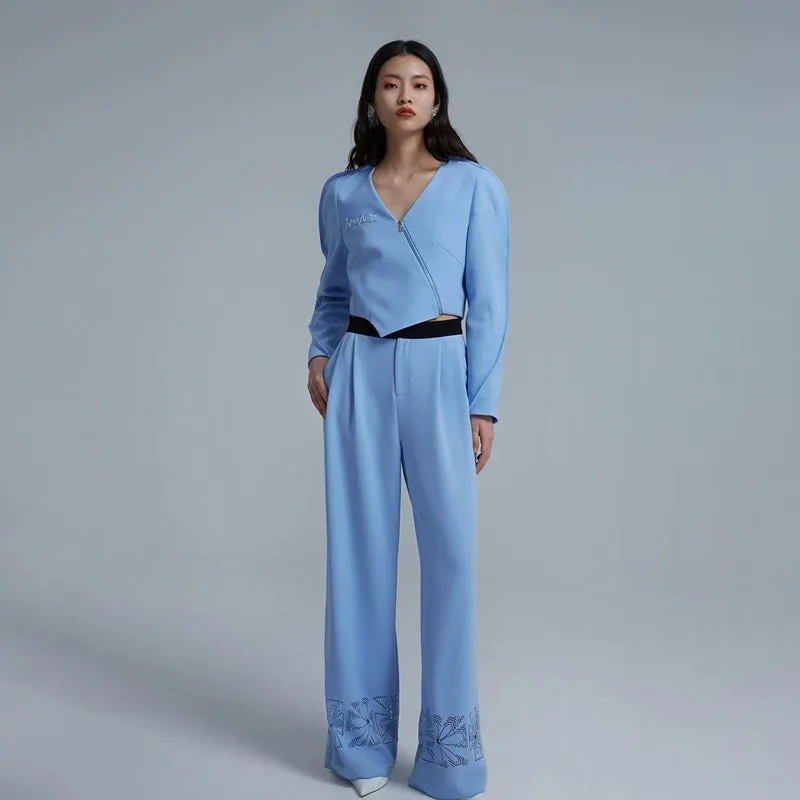 LEDIM W blue suit draped wide leg pants - Arc