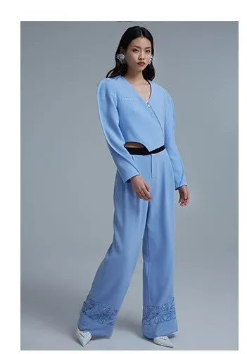 LEDIM W blue suit draped wide leg pants - Arc