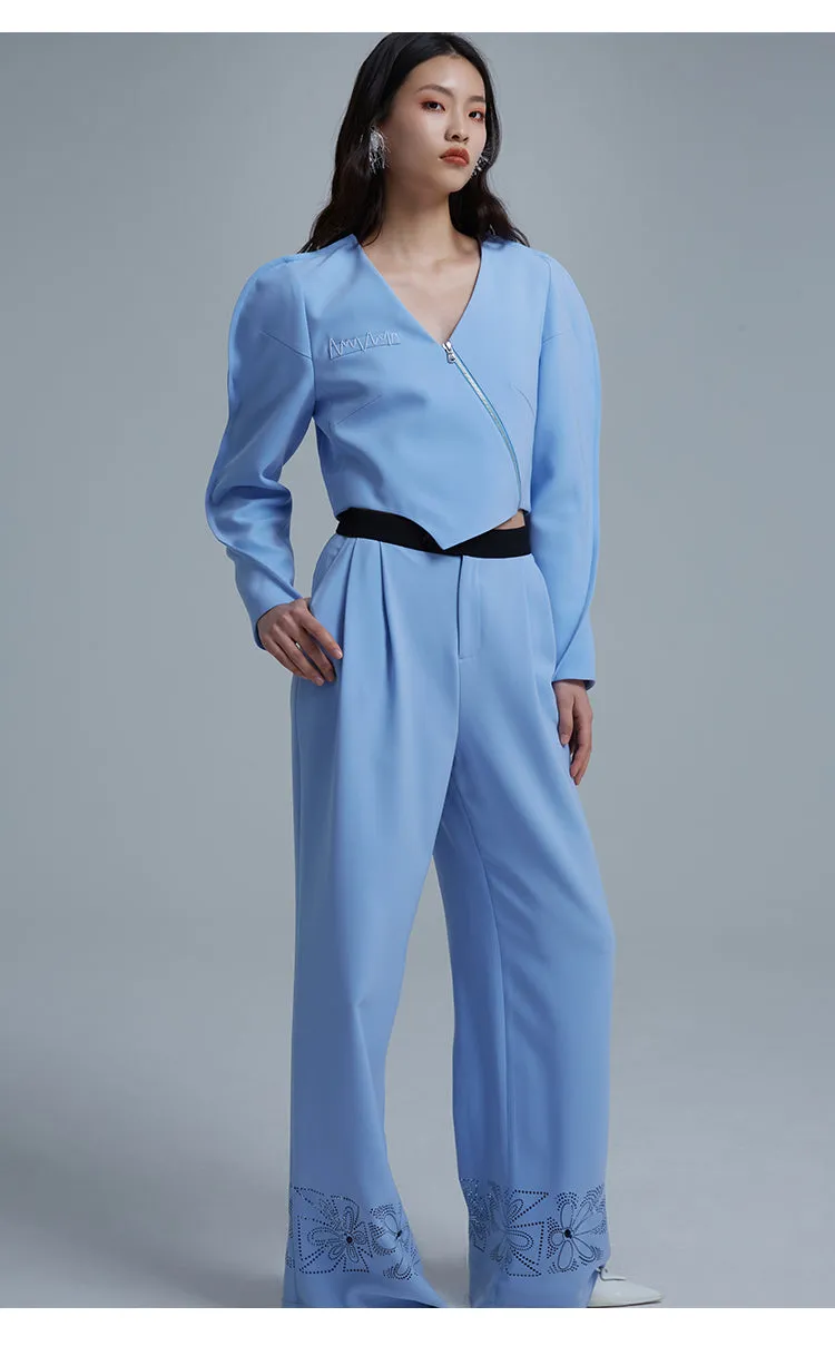 LEDIM W blue suit draped wide leg pants - Arc