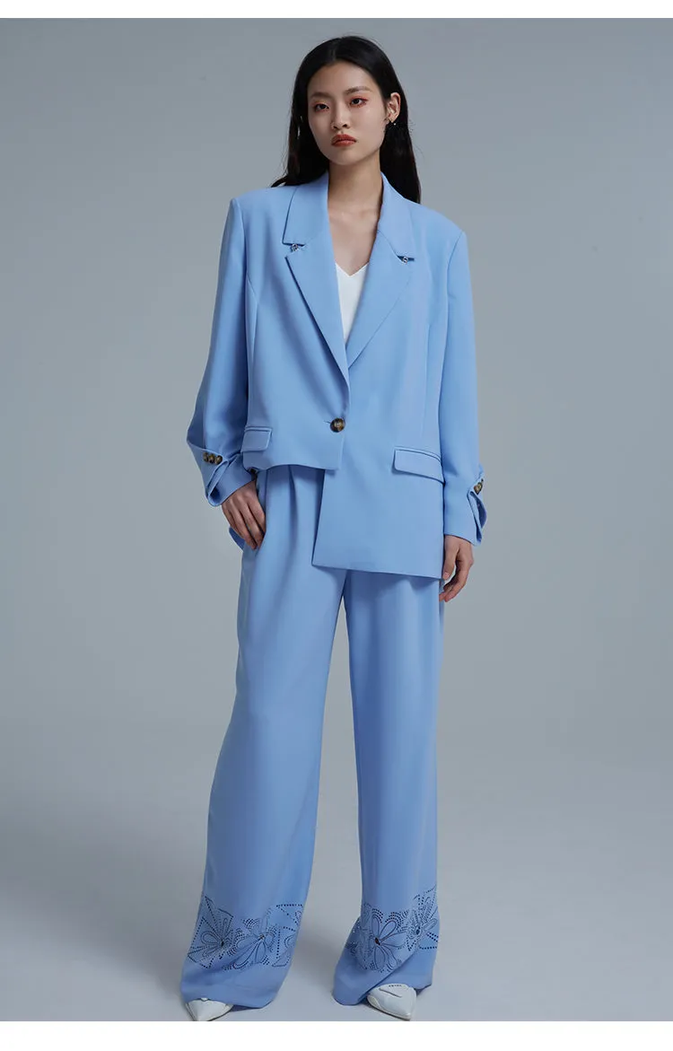 LEDIM W blue suit draped wide leg pants - Arc