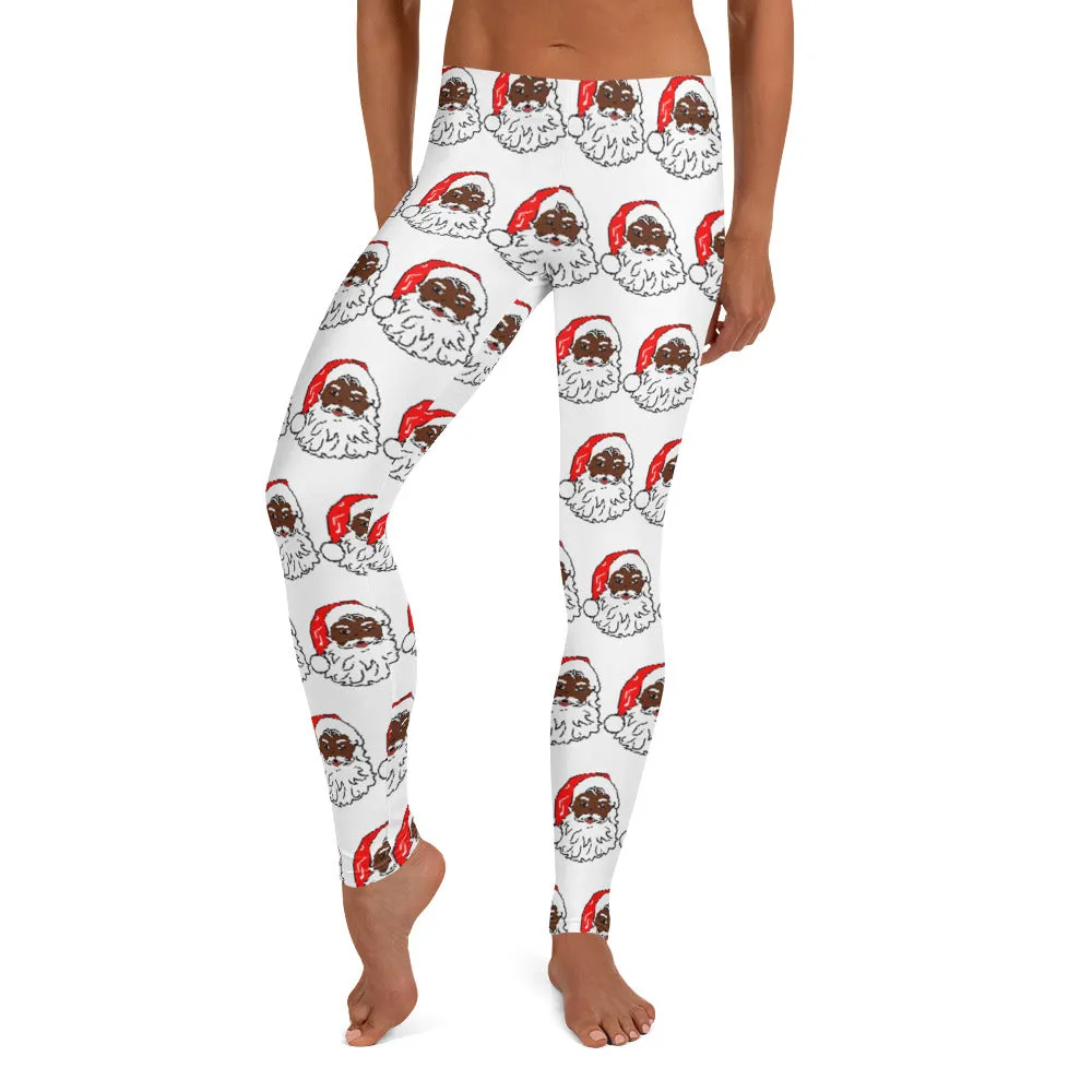 Leggings African American Santa White