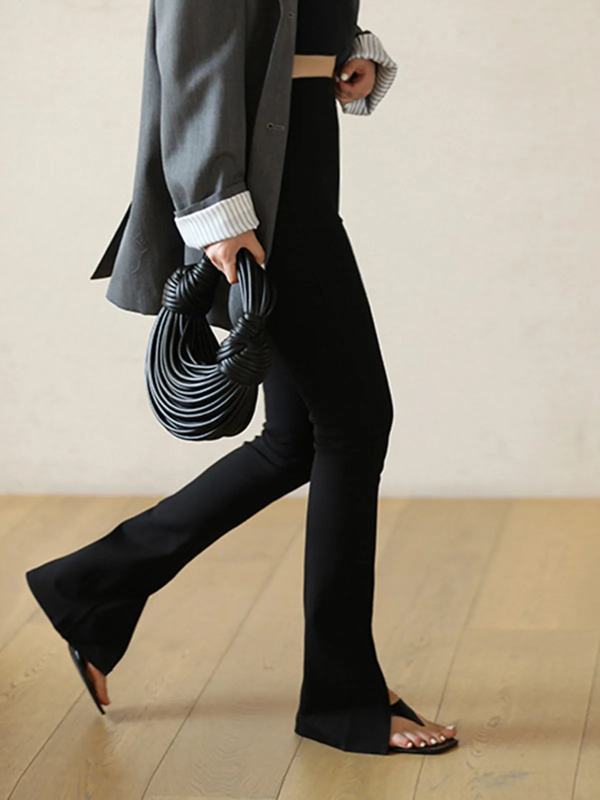 Leisure Slit Graceful Straight Leg Pants