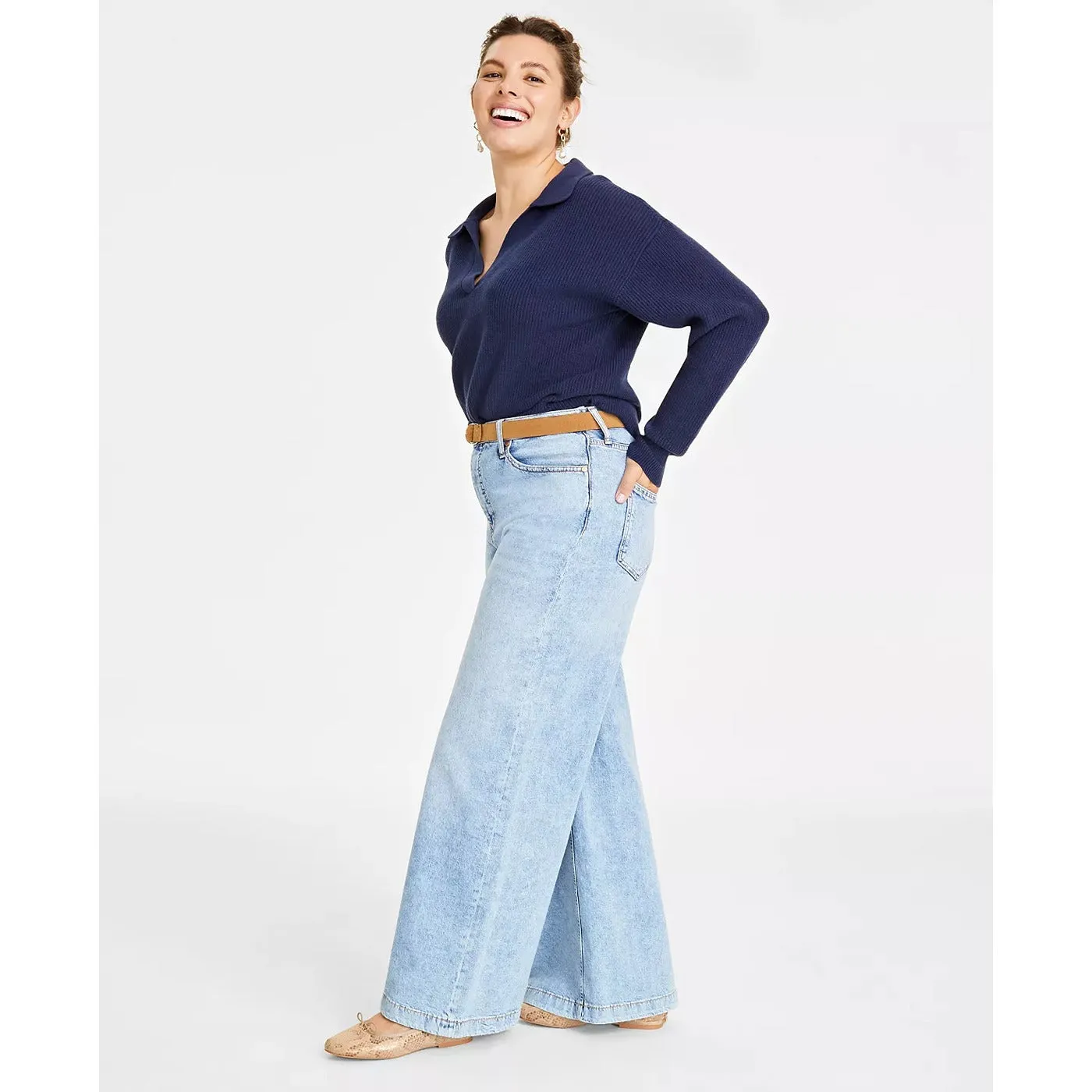 Light Blue High Rise Wide-Leg Jeans